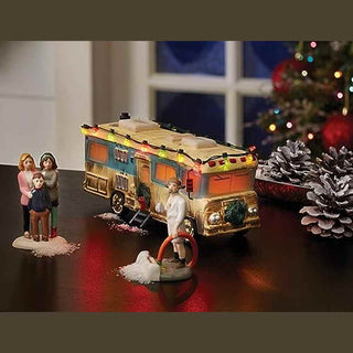 Department 56 lit Cousin Eddie's RV figurine set with Christmas vacation characters displayed