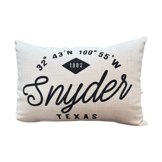 Snyder vintage coordinates pillow in off-white canvas with distressed Texas graphic print
