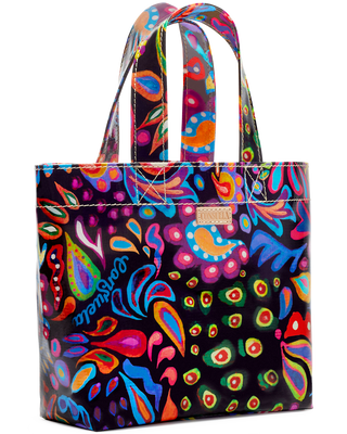 Consuela Grab N Go Mini tote in Sophie colorful paisley print on black background