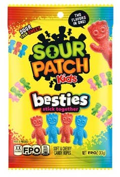 Sour Patch Kids Besties soft chewy candy ropes bag, two flavors in one