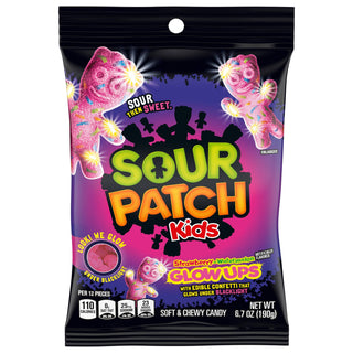 Sour Patch Kids Strawberry Watermelon Glow Ups candy bag, black, 6.7 oz