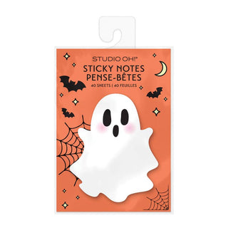 Studio Oh ghost-shaped Halloween sticky notes in orange packaging with bats and spiderwebs, 40 sheets
