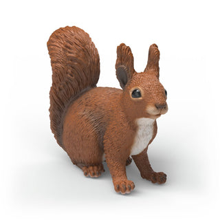 Schleich red squirrel figurine with bushy tail and white chest on white background