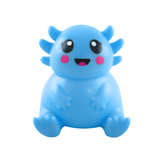 Squish A-Lotl blue axolotl squishy toy figure with pink cheeks and big eyes