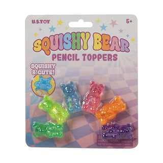 Squishy Bear Pencil Toppers retail blister pack with six colors