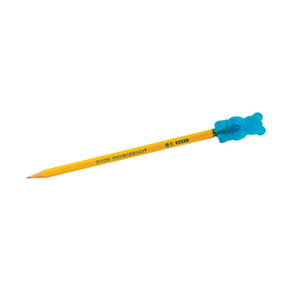 Yellow Dixon Ticonderoga pencil with translucent blue squishy bear topper