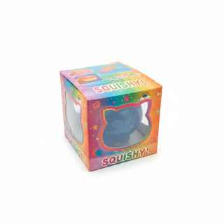 rainbow gradient retail box for dark blue cat squishy toy with die-cut window