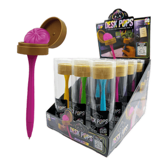 Colorful squishy dumpling topper ballpoint pens in clear tubes on retail display box
