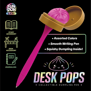 Pink squishy dumpling pen with gold container cap by Fun Doh Labs