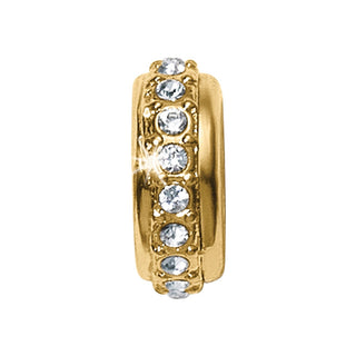 Brighton Stardust Stopper Bead gold-plated with seven faceted clear crystals on ornate border