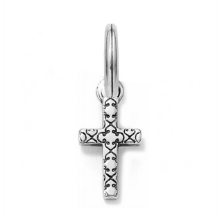 Brighton silver cross charm with intricate decorative pattern and jump ring