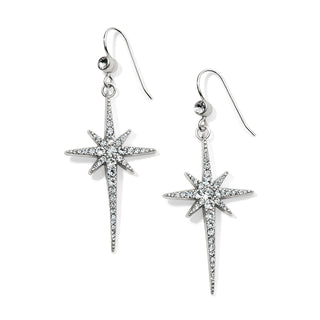 Brighton Stella silver pavé crystal eight-point star drop French wire earrings