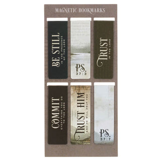 Set of 6 magnetic bookmarks with Be Still, Trust, Commit Bible verses