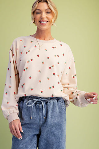 Strawberries Terry Pullover