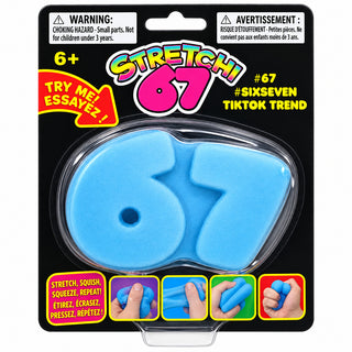 Stretchi 67 blue squishy stretch toy in black blister packaging, ages 6+