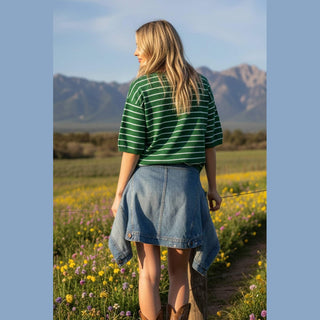 Striped Knit Short Sleeve Top