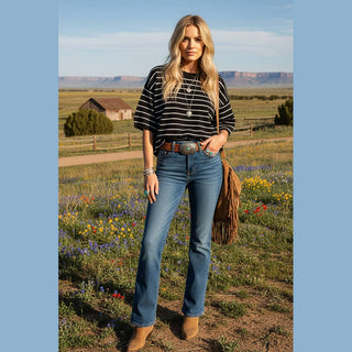 Striped Knit Short Sleeve Top