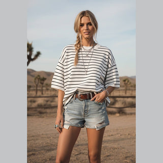 Striped Knit Short Sleeve Top