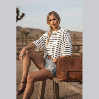 Striped Knit Short Sleeve Top