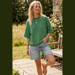 Striped Knit Short Sleeve Top