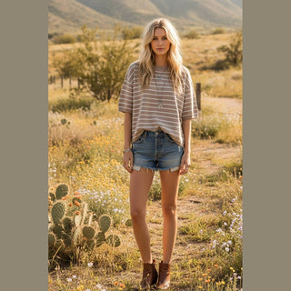 Striped Knit Short Sleeve Top