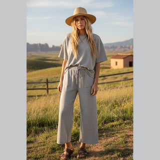 Striped Knit Top and Pants Set