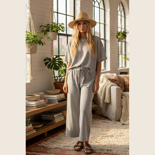 Striped Knit Top and Pants Set