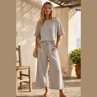 Striped Knit Top and Pants Set