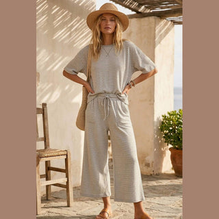 Striped Knit Top and Pants Set