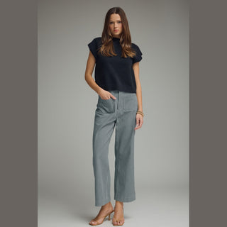 Striped Wide Leg Cropped Pants