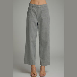 Striped Wide Leg Cropped Pants