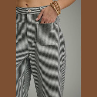 Striped Wide Leg Cropped Pants