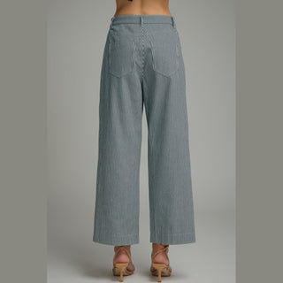 Striped Wide Leg Cropped Pants