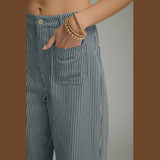 Striped Wide Leg Cropped Pants