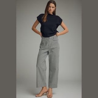 Striped Wide Leg Cropped Pants