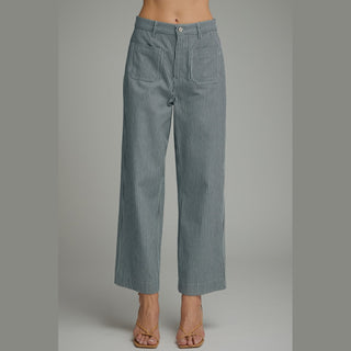 Striped Wide Leg Cropped Pants
