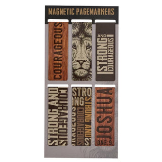 Christian Art Gifts Stationary Strong and Courageous Magnet Bookmark Set