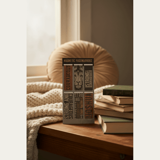 Christian Art Gifts Stationary Strong and Courageous Magnet Bookmark Set