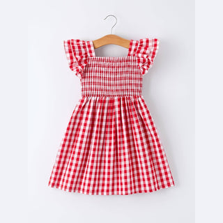 Rylee Faith Designs Children's dresses Summer Plaid Smocked Ruffle Girl Dress