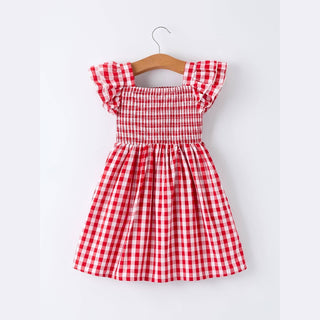 Rylee Faith Designs Children's dresses Summer Plaid Smocked Ruffle Girl Dress