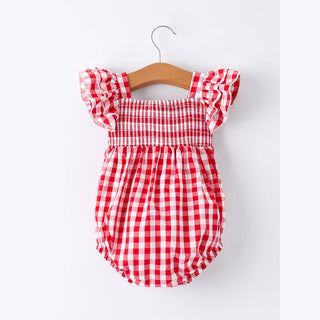 Rylee Faith Designs Children's Rompers Summer Plaid Smocked Ruffle Girl Romper