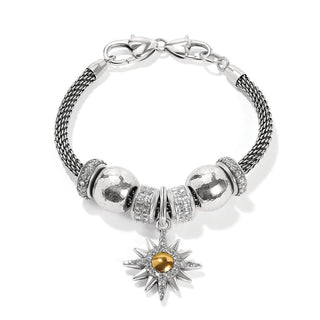 Brighton Sunglow charm bracelet with silver mesh chain and star pendant with gold center