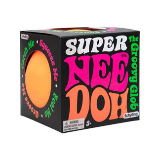 Super Nee Doh stress ball toy in black packaging with colorful text by Schylling