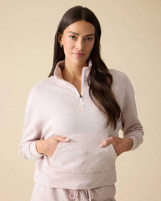 Flag & Anthem Super Soft quarter-zip pullover sweatshirt in mauve heather with kangaroo pocket