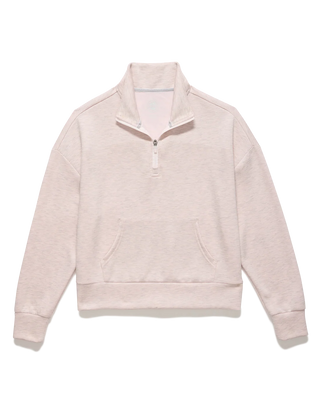 Flag & Anthem blush pink quarter-zip sweatshirt with kangaroo pocket and ribbed cuffs