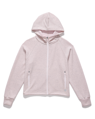 Flag and Anthem Super Soft Full Zip Hoodie in pink heather with white zipper and side pockets