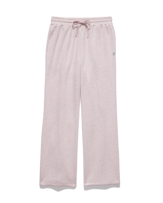 Flag and Anthem Super Soft Wide Leg Pants in pink heather with drawstring waist, flat lay