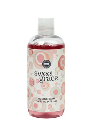 Bridgewater Sweet Grace Bubble Bath 16 oz clear pink bottle with circle pattern label