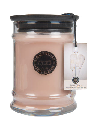 Bridgewater Candle Company Sweet Grace small jar candle with black lid and hang tag