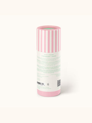 Back view of Sweetheart Pink Bath Bomb tube with pink and white stripes by Studio Oh